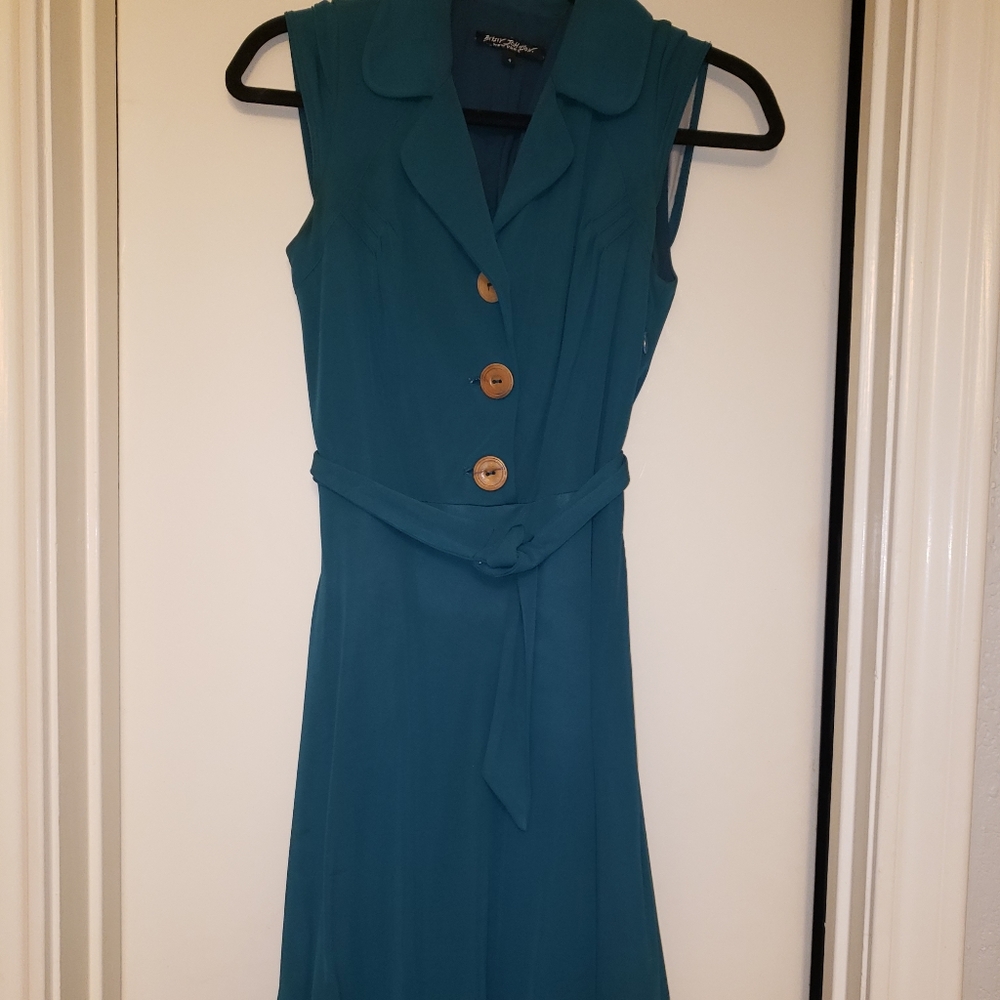 Betsey Johnson teal button down dress